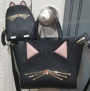Kate Spade Black Cat Handbag and Coin Purse